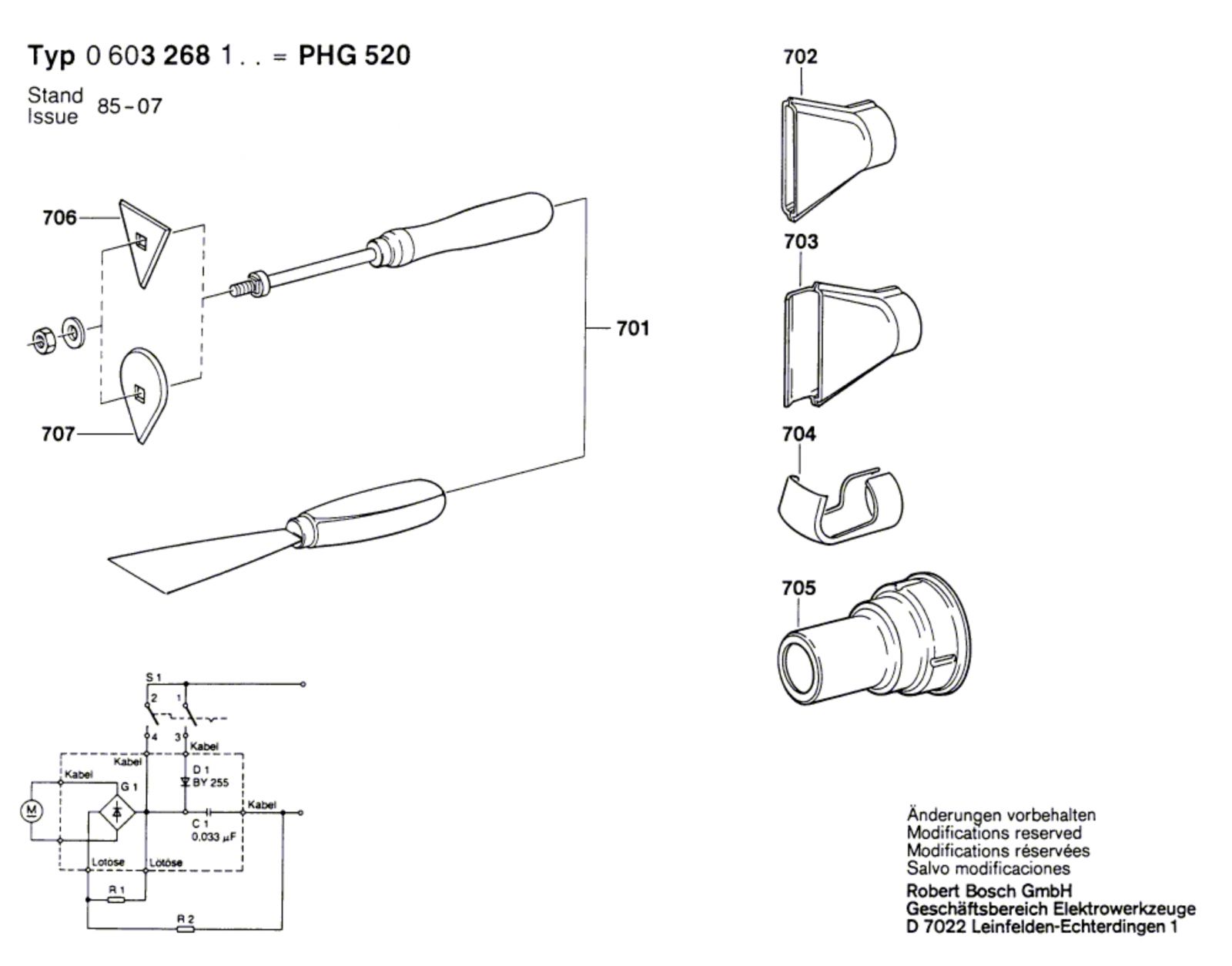 Bosch 0 603 268 142 Phg 520 Hot Air Gun 240 V Gb Spare Parts